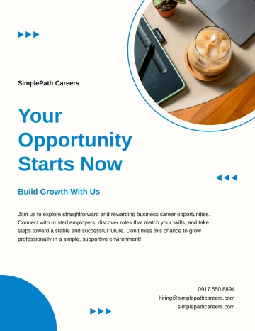 Free Simple Business Hiring Flyer Template to Edit Online