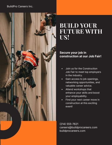 Free Construction Job Fair Flyer Template to Edit Online
