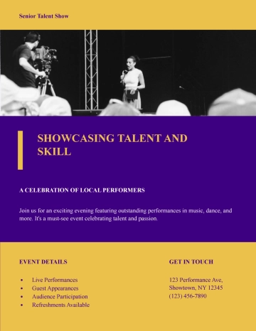 Free Senior Talent Show Flyer Template to Edit Online