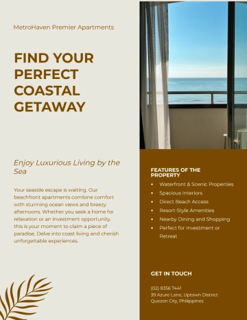 Free Aesthetic Beach Apartment Flyer Template to Edit Online