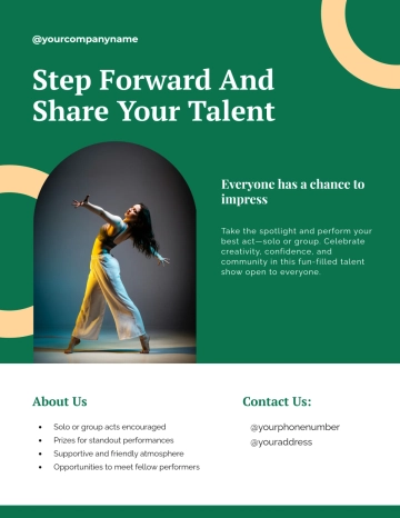 Free Community Program Talent Show Flyer Template to Edit Online