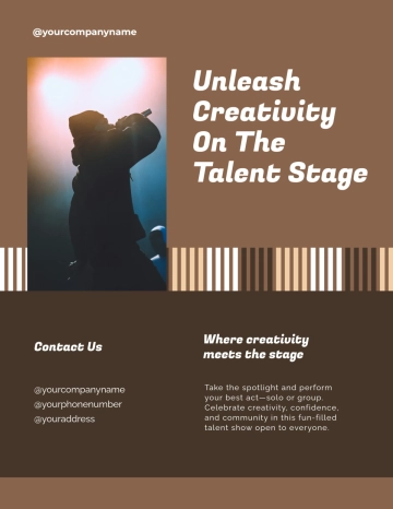 Free Brown Company Talent Show Flyer Template to Edit Online