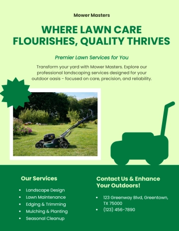 Free Lawn Mower Landscaping Flyer Template to Edit Online