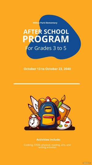 Free After School Program Whatsapp Post Template to Edit Online