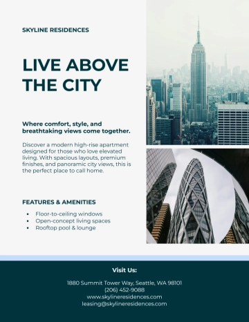 Free High-rise Apartment Flyer Template to Edit Online