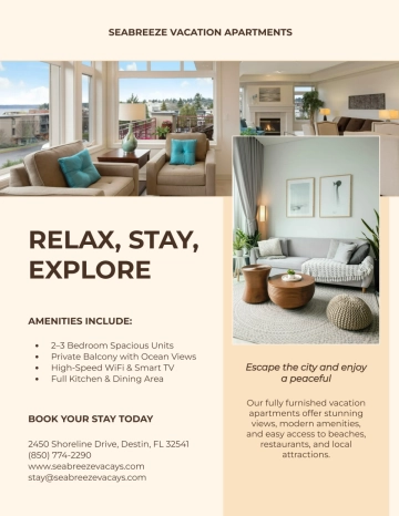 Free Vacation Apartment Flyer Template to Edit Online