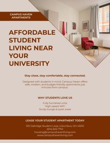 Free Student Apartment Flyer Template to Edit Online