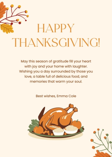 Free Minimalist Thanksgiving Wishes Template to Edit Online