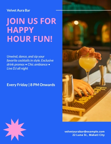 Free Happy Hour Bar Flyer Template to Edit Online