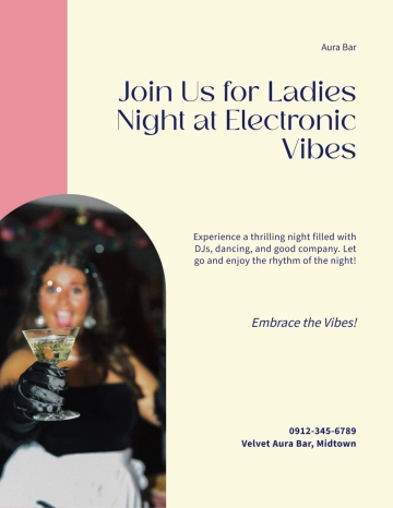 Free Aesthetic Ladies Night Bar Flyer Template to Edit Online