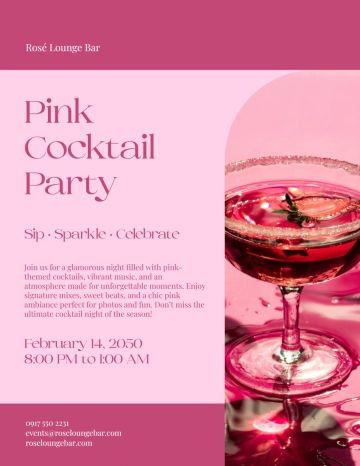 Free Pink Cocktail Party Bar Flyer Template to Edit Online