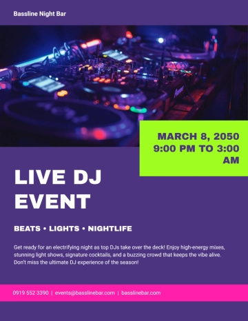 Free DJ Event Bar Flyer Template to Edit Online