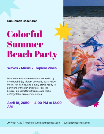 Free Colorful Summer Beach Bar Flyer Template to Edit Online