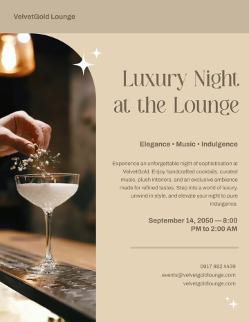 Free Luxury Lounge Bar Flyer Template to Edit Online