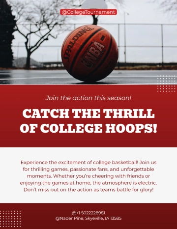 Free College Tournament Basketball Flyer Template to Edit Online