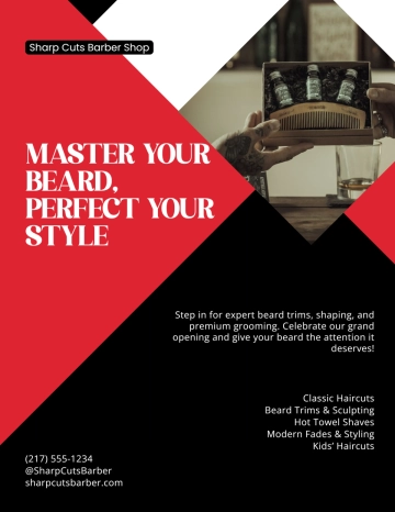 Free Beard Trim Barber Shop Flyer Template to Edit Online