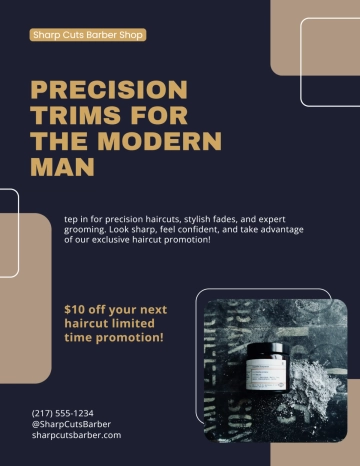Free Haircut Promotion Barber Shop Flyer Template to Edit Online