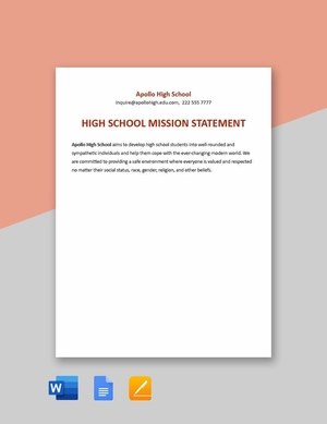 High School Mission Statement Template