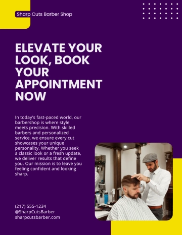 Free Modern Style Barber Shop Flyer Template to Edit Online