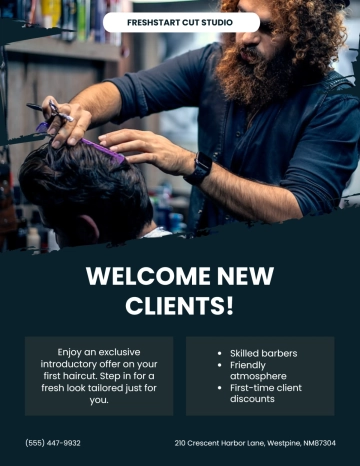 Free New Client Barber Shop Flyer Template to Edit Online