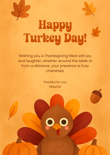 Free Turkey Thanksgiving Wishes Template to Edit Online