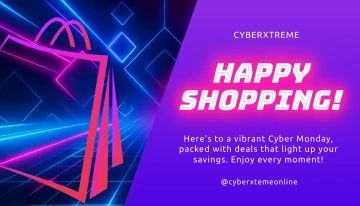 Free Neon Cyber Monday Card Template to Edit Online