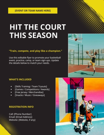 Free Editable Basketball Flyer Template to Edit Online
