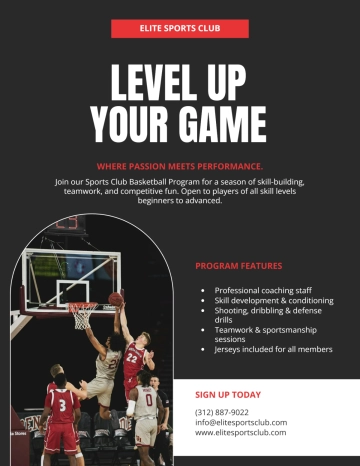 Free Sports Club Basketball Flyer Template to Edit Online