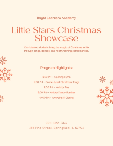 Free Elementary School Christmas Program Template to Edit Online