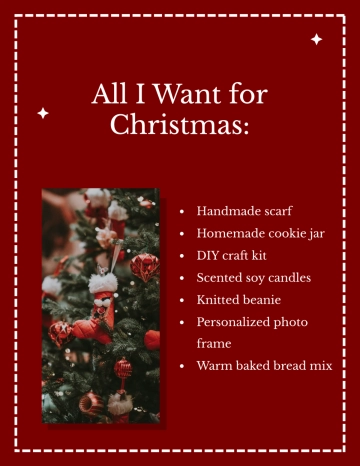 Free Homemade Christmas List Template to Edit Online