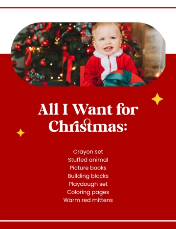 Free Red Preschool Christmas List Template to Edit Online