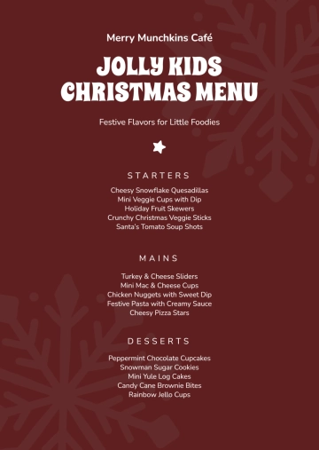 Free Children's Christmas Menu Template to Edit Online