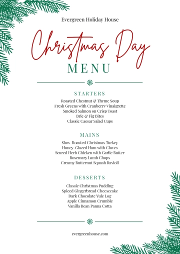 Free Christmas Day Menu Template to Edit Online