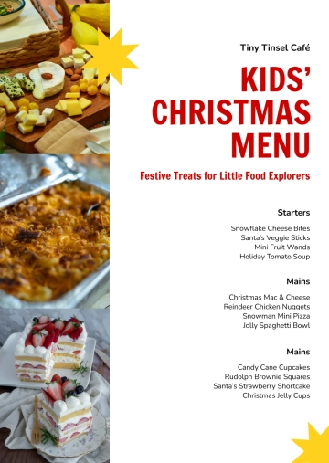 Free Christmas Menu for Kids Template to Edit Online