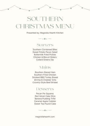 Free Southern Christmas Menu Template to Edit Online