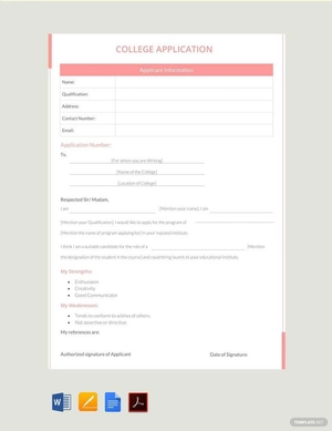 College Application Template