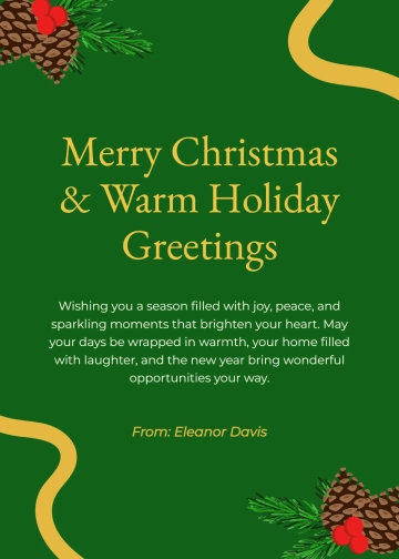 Free Christmas Electronic Wishes Template to Edit Online