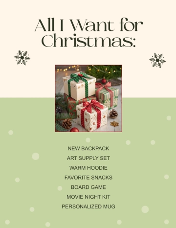 Free Christmas Wish List Template to Edit Online