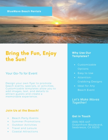 Free Editable Beach Flyer Template to Edit Online