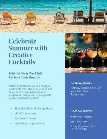 Free Cocktail Party Beach Flyer Template to Edit Online