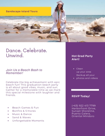 Free Graduation Beach Party Flyer Template to Edit Online