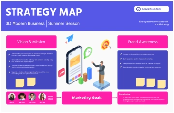 Free 3D Modern Business Strategy Map Whiteboard to Edit Online