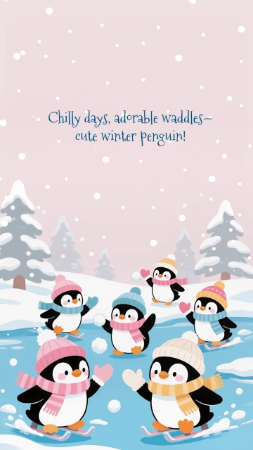 Free Cute Winter Penguin Wallpaper Template to Edit Online