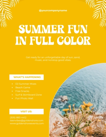 Free Yellow Teen Beach Party Flyer Template to Edit Online
