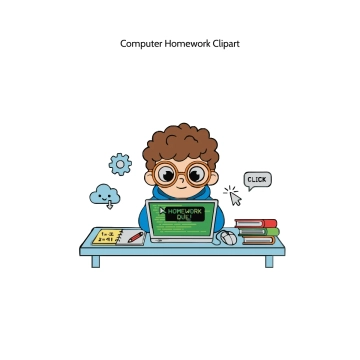 Free Computer Homework Vector Clipart (PNG, SVG) to Edit Online