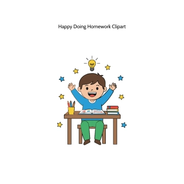 Free Happy Doing Homework Vector Clipart (PNG, SVG) to Edit Online