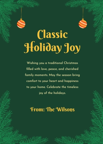Free Traditional Christmas Wishes Template to Edit Online