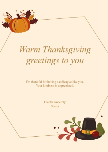 Free Colleagues Thanksgiving Wishes Template to Edit Online