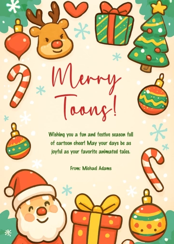 Free Cartoon Christmas Wishes Template to Edit Online
