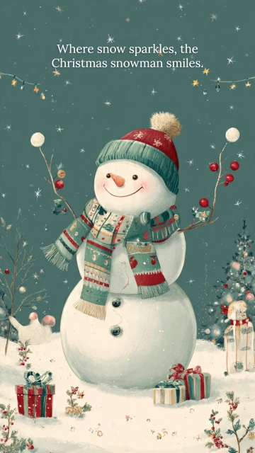 Free Aesthetic Snowman Mobile Wallpaper Template to Edit Online